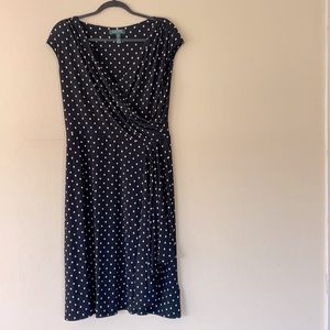 LAUREN RALPH LAUREN Wrap Dress w. Polka Dot Print